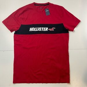 NEW Hollister Men’s size L colorblock Red T Shirt